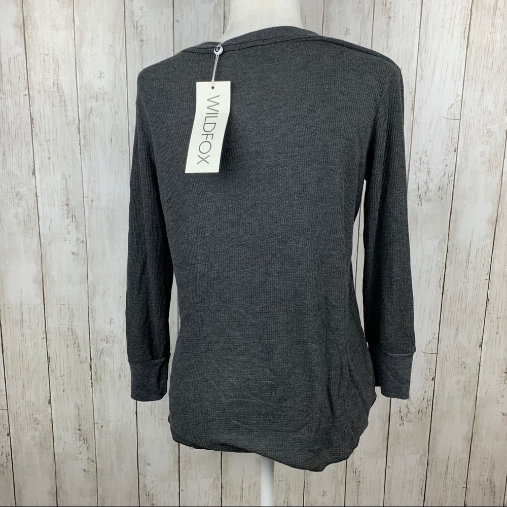 🔥WILDFOX🔥Leroy V-Neck Thermal Knit Top Charcoal Gray Small NWT - Picture 5 of 8